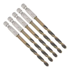 Fipux 639664252670 5pack High Speed Steel Hex Shank Twist Drill Bit 5mm Drilling Dia With 1/4 Inch