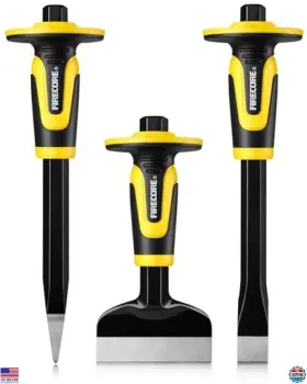 B0dhkcpx6x Firecore 3pcs Heavy Duty Masonry Chisel Set With Hand Guard For Concrete Brick Tile