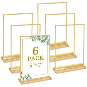Floroom Bjzp-g-5 7-6 6 Pack 5x7 Inch Clear Acrylic Sign Holders 5 7 Gold