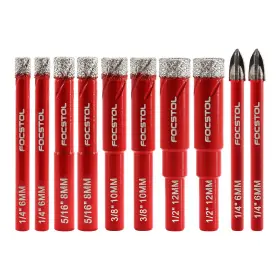F2-b44403l11 Focstol Dry Diamond Drill Bit Set - 10pcs Hole Saw Kit And Carbide Dril