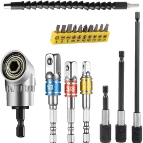 A-0024 Fouua Flexible Drill Bit Extension Set Includes 105 Right Angle Bendable