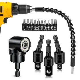 Fouuaaoou 313100696685 Flexible Drill Bit Extension Right Angle Adapter Set 1/4 3/8 1/2 Inch