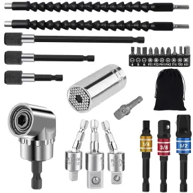 Fouuaaoou 635401198553 Flexible Drill Bit Extension And Universal Socket Wrench Tool Set Hex Shank