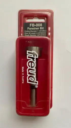Fb-008 Freud Forstner Bit 1-1/8 Inch Cutting X 3/8 Shank Diameter Made In Austria