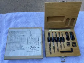 10393008 Fuller Countersink Set #8 With Taper Point Drill Stop Collars Plug Cutter