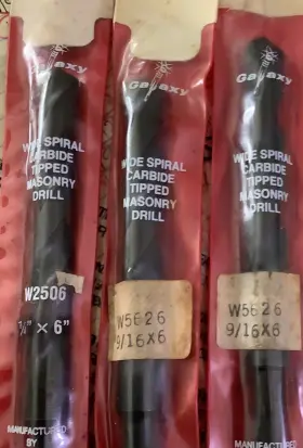 Galaxy Industries 9/16x6 1/4x6 Ind. 3 Wide Spiral Carbide Tipped Masonry Drill 2 9/16 X 6-w5626/1/4x6 Inch
