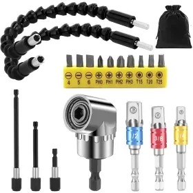 Gallia 797442676657 Flexible Drill Bit Extension Set Hex Shank 105 Right Angle Attachm