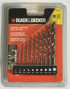 15-110 General 10 Pc Black And Decker Purpose Drill Bit Set - New #