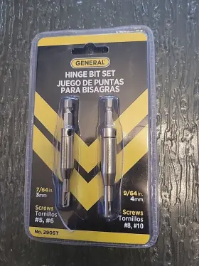 290st General Tools Self Centering Hinge Drill Bit Set 2 Pc Metal 7/64 9/64