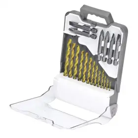 Genesis 445038620623 Universal Titanium-coated Drill/driver Bit Set With Durable Clear Plastic Storag