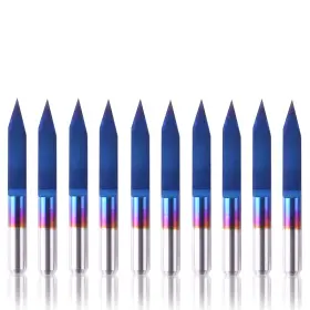 Cnc60-70v Genmitsu 10pcs Nano Blue Coat Engraving Bits 30 Degree 0.1mm Tip 1/8 Inch Shank Conical V-bi