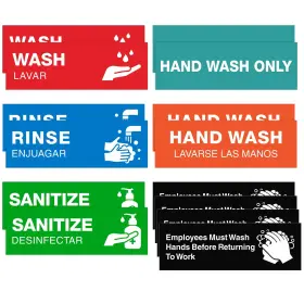 Swh1 Gicnkeuz Wash Rinse Sanitize Sink Labels Employee Must Hands 9 Inch 3 Coloful