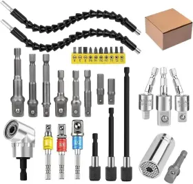 Gitg 313046993978 32pcs Flexible Drill Bit Extension Right Angle Adapter Shaft