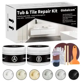 Globalcom 313056266253 Tub And Shower Repair Kit 3.7oz Porcelain Fiberglass White For Cracks