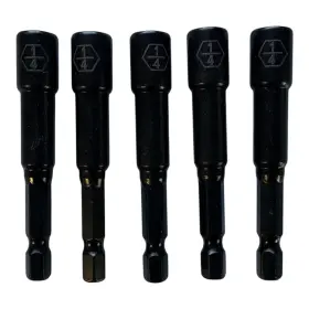 Imns14 Goliath Industrial Tool 5 Pc Short Magnetic Nut Setter Bit 1/4 Inch Hex Shank To Socket