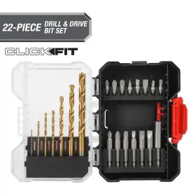 41010cf Great Neck Saw Mfg 744110479256 Hyper Tough 22-piece Drill And Drive Set In Click Fit Case
