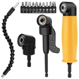 Grednfhat 797427913296 Right Angle Drill Attachment Set Including Flexible Bit Extension 3pc