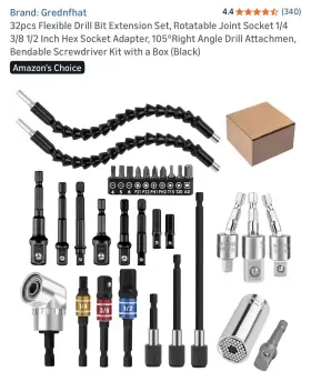 X0034kesjxn Grednfhat 32pcs Flexible Drill Bit Extension Set With Socket Adapters