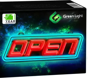 Gli1058 Green Light Innovations Super Bright Led Inch Open Sign 15 5 In X Red Or Blue