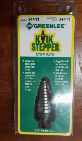34411 Greenlee New Kwik Stepper 7/8 Inch Step Bit