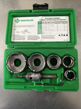 Greenlee 783310057666 660 Quick Change Ss Hole Cutter Kit 7/8 Inch 1-1/8 1-3/8 1-3/4 2