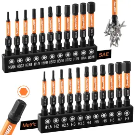 071047 Grenpro 071044 Allen Wrench Drill Bit Set 22pc Hex Impact Driver Screwdriv