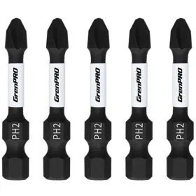 Grenpro 339049277519 Screwdriving Power Bits Ph2-2in 5pcs Magnetic Phillips #2 Insert S2 Stee