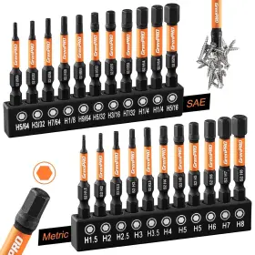 Grenpro Cg4322 22pc Allen Wrench Drill Bit Set Sae And Metric Magnetic Hex Driver Bits