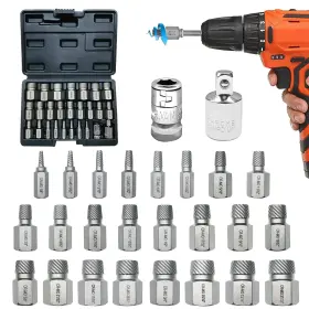 Gwb001a Greywolf 26 Pcs Screw Extractor Set With 3/8 Inch Drive Hex Head Multi-spline E