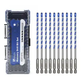 Bwz01cj Grixlen 10 Pack 3/16 Inch Concrete Drill Bit Set Masonry With Hex Shank
