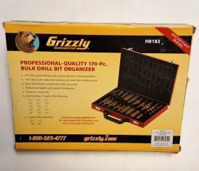 H8182 Grizzly Industrial 170pc. Drill Bit Set Item New Unused