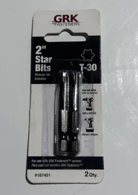 187451 Grk 2 Fasteners Inch Star Drill Bits T-30 #187451 New