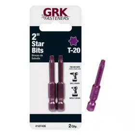 T202diy Grk T-20 2 Inch Purple Star Drive Bit - Pair