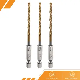 Gryfton 686130910916 3pack 1/8 Inch M35 High Speed Steel Titanium Hex Twist Drill Bit With 1/4 Shank
