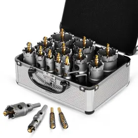 Gstk-hjk-tz-1 Gstk Upgrade Heavy Duty Carbide Hole Saw 14 Pcs Metal Steel Drill Bit Tct