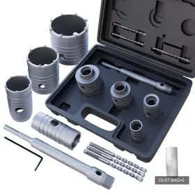 Qbkkq-4jt Gstk 10pcs Concrete Hole Saw Set 30mm 40mm 50mm 65mm With Sds Plus