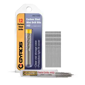 45-11252 Gyros 12 Pcs #52 Micro Drill Bit Set Small .0635 Inch /1.613mm Grey
