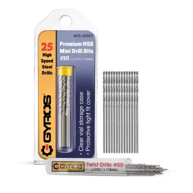 45-22550 Gyros 25 Pcs #50 Micro Drill Bit Set Small Bits For Jewelry Plastic Res Inch