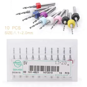 1gs036 Gzyf 10x 1.1mm-2.0mm Pcb Cnc Print Circuit Board Carbide Micro Drill Bits Set
