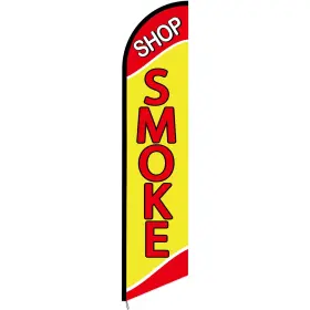 Qun-hahafelt-1269 Hahafelt Smoke Shop Feather Flag 12 Ft X 2.5 Red Yellow White
