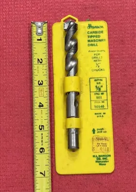 50140 Hanson By Irwin Carbide Tipped Masonry Drill Cuts 5/8 Inch For 1/2 Chucks Usa