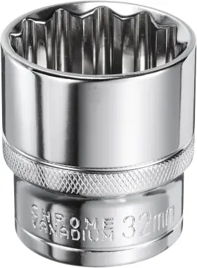 240826 Harfington 12-point Socket 1/2 Inch Drive 32mm Deep 45# Steel Metric Shallow