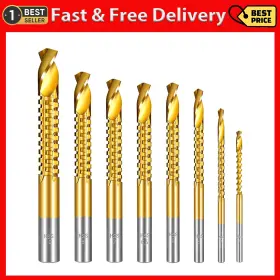 Hariendny 313114777714 8 Pack Titanium Coated Hss Twist Drill Bits 3-10mm Serrated Side Cutting