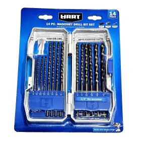Hadm14 Hart 14 Piece Masonry Drill Bit Set Works With Hammer Drills