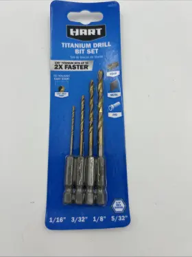 Hadt4 Hart Titanium Drill Bit Set 1/16 Inch 3/32 1/8 5/32 Wood Metal Pvc 1/4 Hex Sh