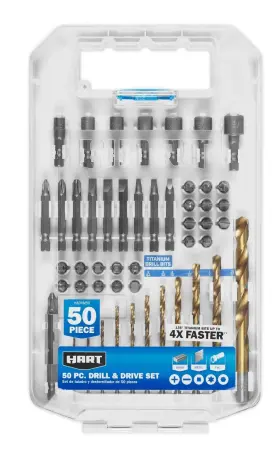 Hadvm50 Hart 50 Pc Drill And Drive Set Torx Hex Titanium Bits Case New