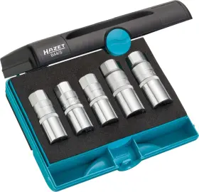 Hazet 000896035878 844/5 Stud Bolt Extractor Set 1/2 Inch Square 8-12mm
