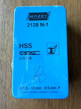 Hz2128n-1 Hazet 2128n-1 Hss Twist Drill Bits In Case 25 Pcs New Sealed