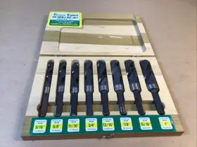 90108 Henry L. Hanson Inc. Vintage 8 Piece 1/2 Inch Shank Precision Twist Drill Set 9/16 To 1 Made Usa