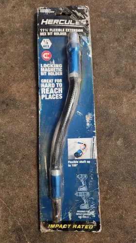 57149 Hercules 11 3/4 Inch Flexible Extension Bit Holder 1/4 Magnetic Hex 180 Degrees